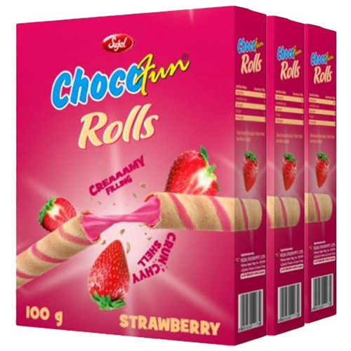 Chocofun Rolls Strawberry Flavour 100g X 3 Chocofun Rolls Strawberry Flavour 100g X 3