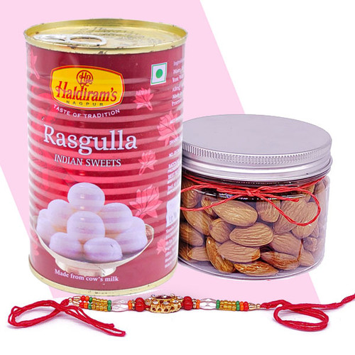 Rakhi with Almonds and Rasgulla