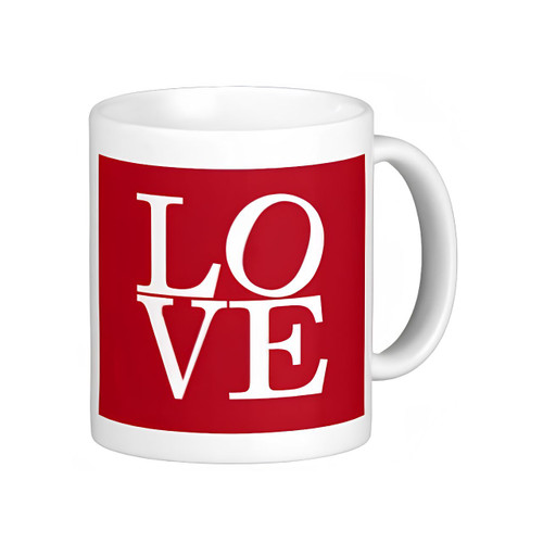 Valentine Love Mug With Personalized Message Print (Red Love)