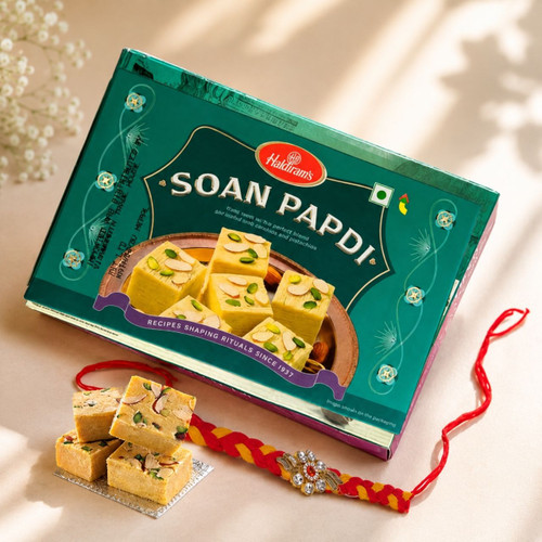 Rakhi With Soan Papdi Gift Combo