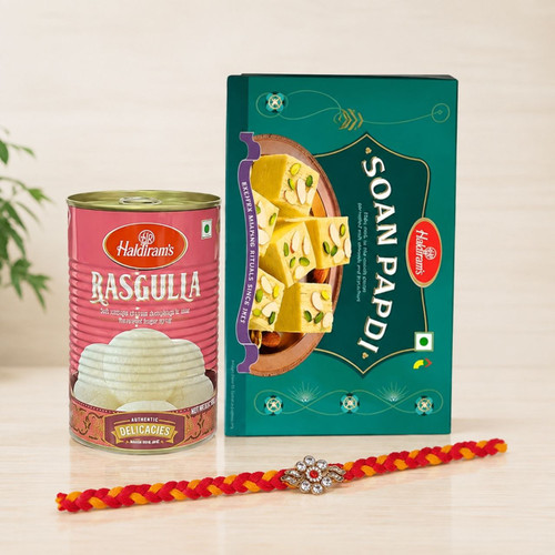 Rakhi with Soan Papdi and Rasgulla Treats