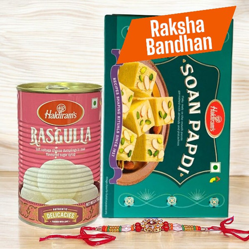 Rakhi with Soan Papdi and Rasgulla Treats