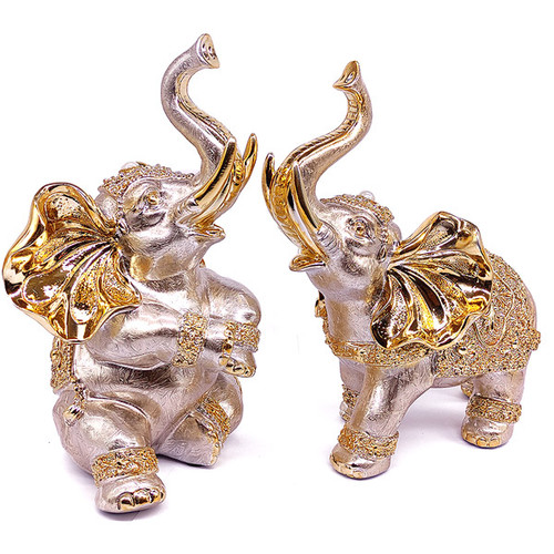 Standard Golden touch Elephant Statue Showpiece (Set of 2)