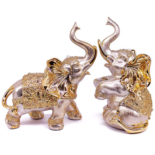 Standard Golden touch Elephant Statue Showpiece (Set of 2)