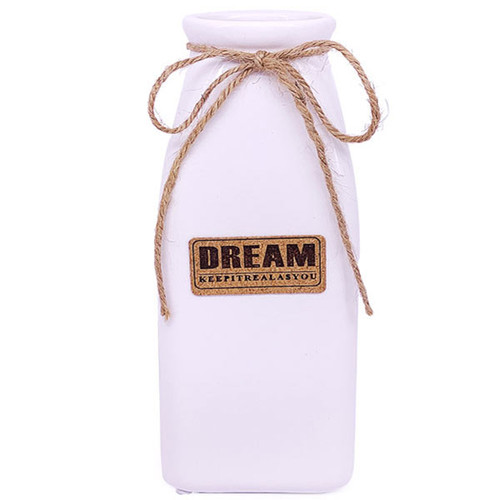 'Dream' Printed White Ceramic Flower Vase - 10"