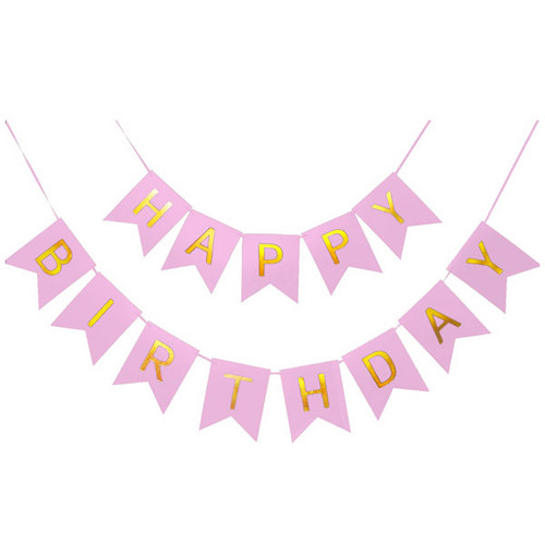 Happy Birthday Shimmering Gold Letter Banner Party Decoration