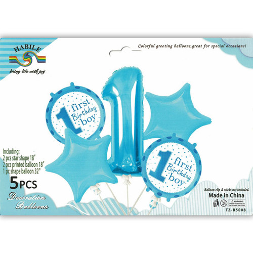 First Birthday Boy Foil Balloon Party Decor
