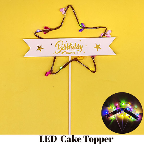 LED Star Lighting Multicolor Flower Cake Topper