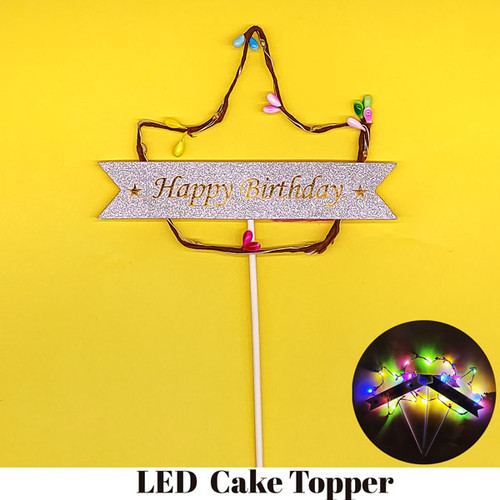 Party Props LED Light Glowing Birthday Cake Topper
