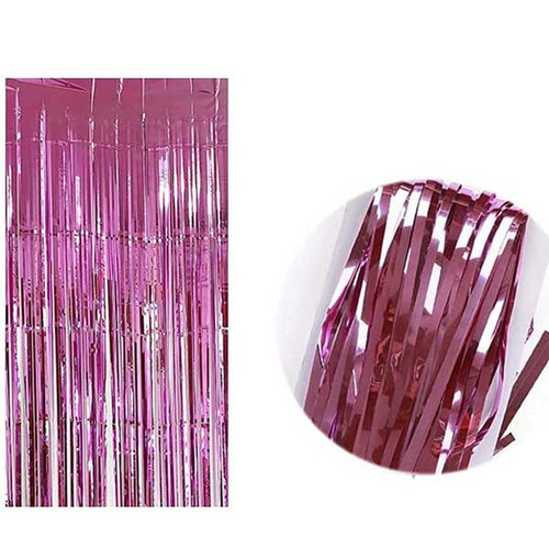 Pink Foil Metallic Fringe Curtain Backdrop