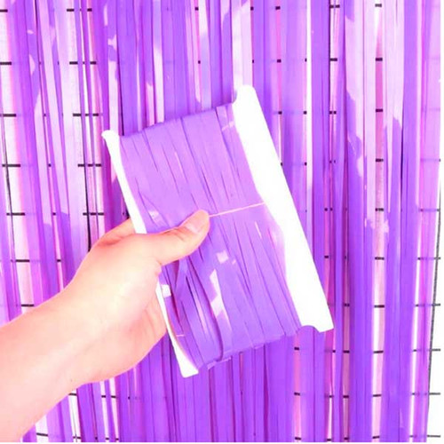 Purple Tinsel Fringe Backdrop Foil Curtain