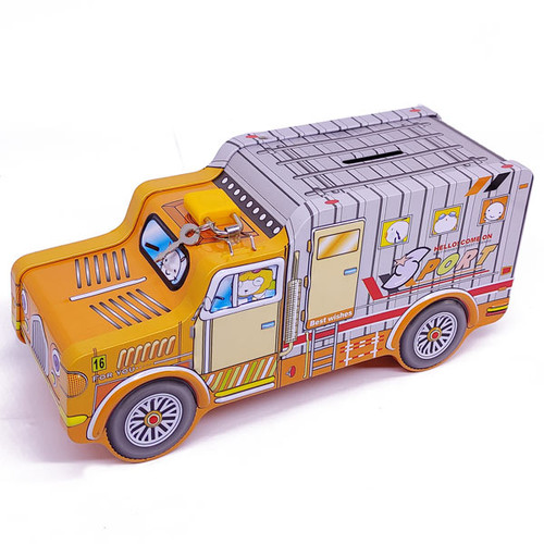 Yellow Truck Design Coin Box For Kids 9''
