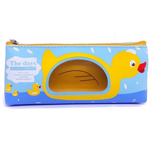 Cute Duck Design Blue Soft Pencil Purse Case
