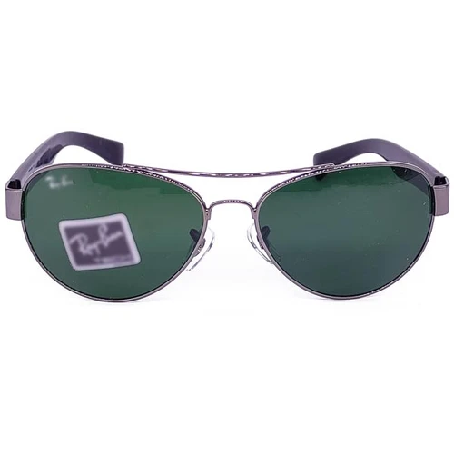 Green Lens Metal Frame Sunglasses With Zipper Hard Case