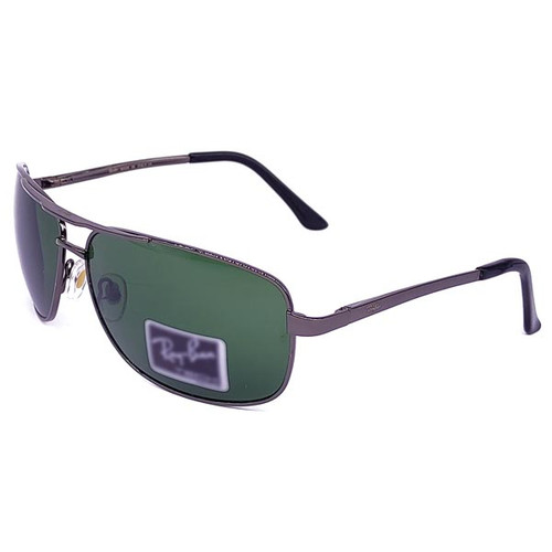 Classic Green Lens Metal Sunglasses With Zipper Hard Cover
