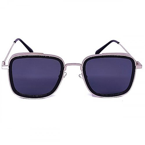 Retro Square Black & Silver Kabir Singh Sunglasses