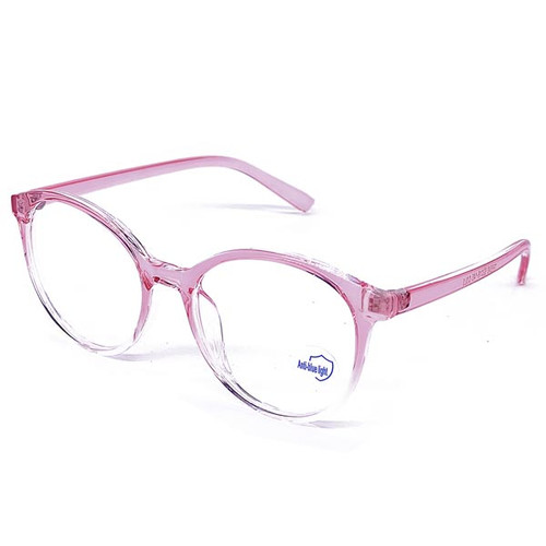 Pink Transparent Blue Ray Cut Round Shape Eyeglass