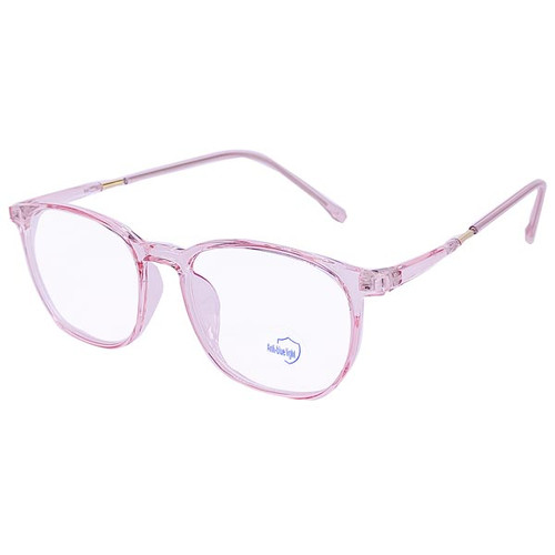 Blue Ray Cut Transparent Trendy Pink Eyeglass