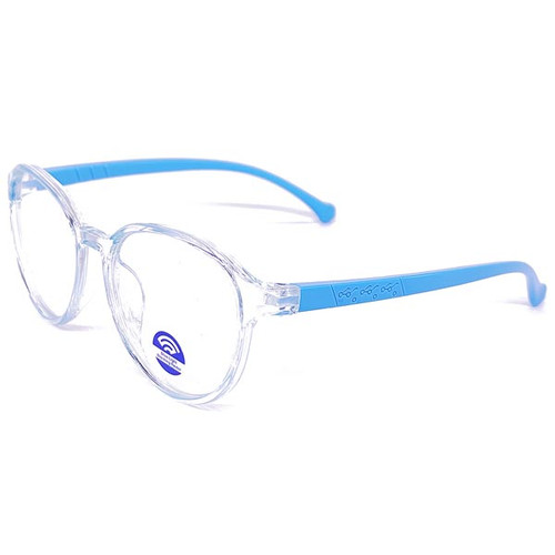 Kids Oval Transparent Blue Frame UV Protecton Eyeglass