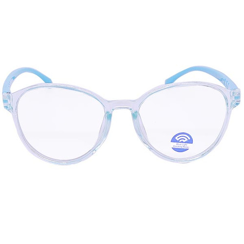 Kids Oval Transparent Blue Frame UV Protecton Eyeglass