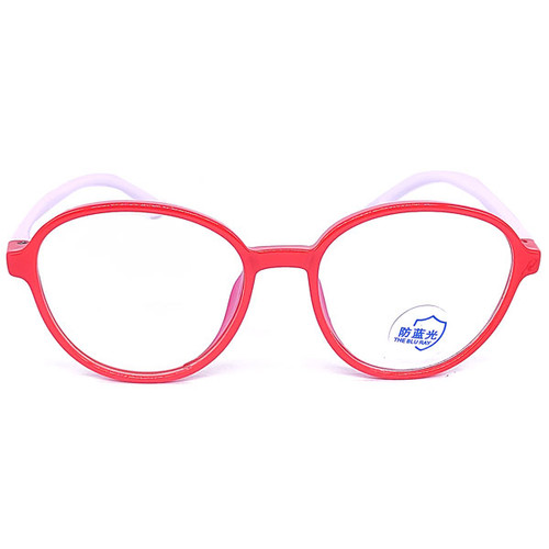 Kids Red Round Frame Blue Ray Cut Eyeglass