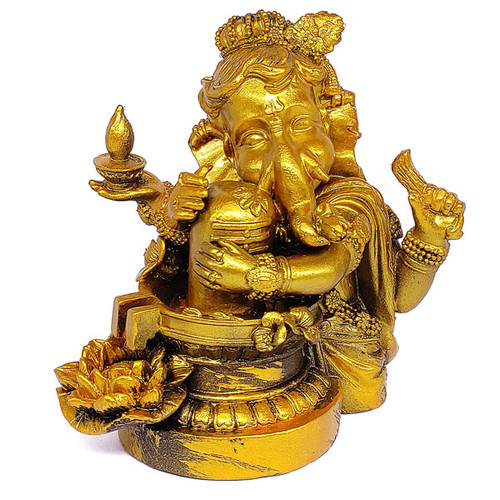 Beautiful Lord Ganesha Hugging Shiva Lingam 6.5"