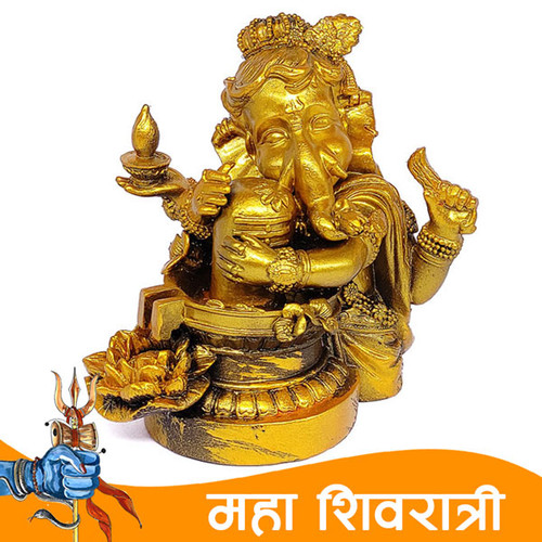 Beautiful Lord Ganesha Hugging Shiva Lingam 6.5"