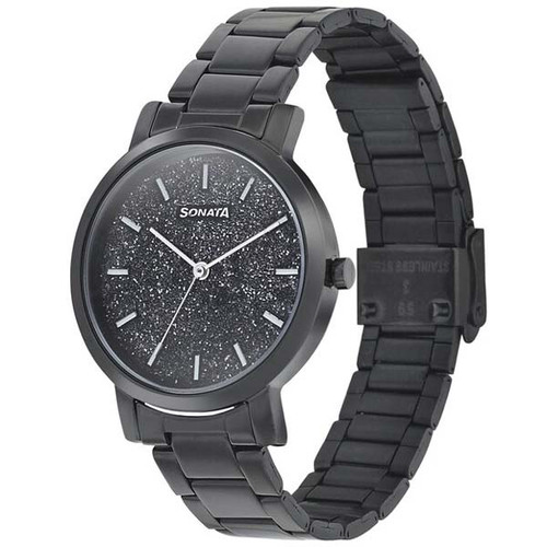 Sonata Black Dial Analog Watch For Women - (8164NM01)