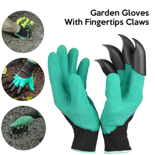 Garden Gloves With Fingertips Claws - Green