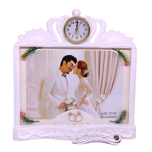 Table Top LED Light Photo Frame with Mini Clock