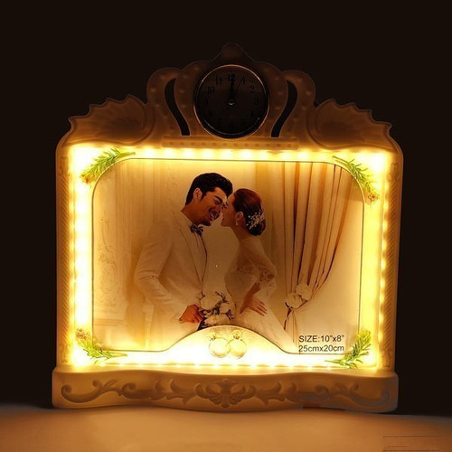 Table Top LED Light Photo Frame with Mini Clock