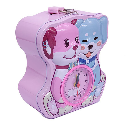 Cartoon Doggy Design Coin Box For Kids - Pink