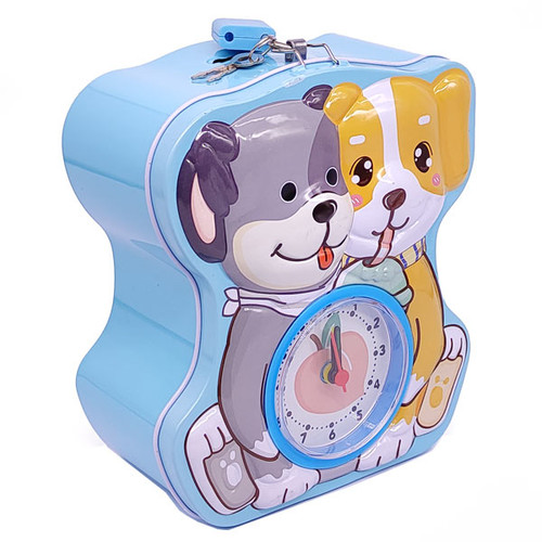 Cartoon Doggy Design Coin Box For Kids - Blue
