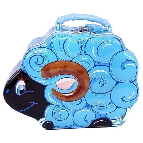 Sheep Design Tin Coin Box for Kids (Blue)