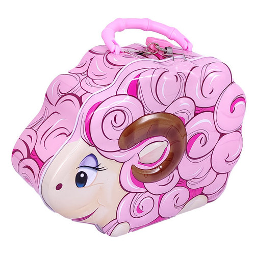 Sheep Design Tin Coin Box for Kids (Pink)