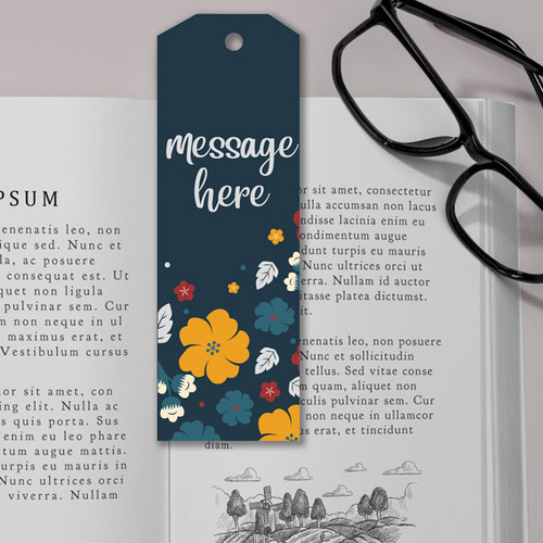 Custom Message Print on Floral Bookmark Tag
