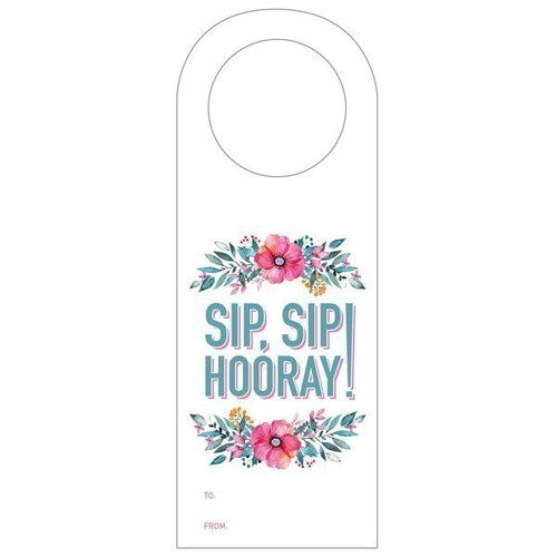 'Sip Sip Hooray' Printed Personalized Name Wine Tag
