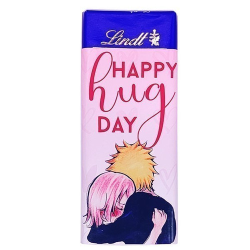 'Happy Hug Day' Printed in Lindt Classic Swiss Chocolate 100g