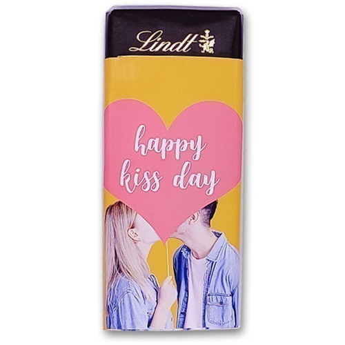 'Happy Kiss Day' Printed Lindt Swiss Classic Chocolate 100g