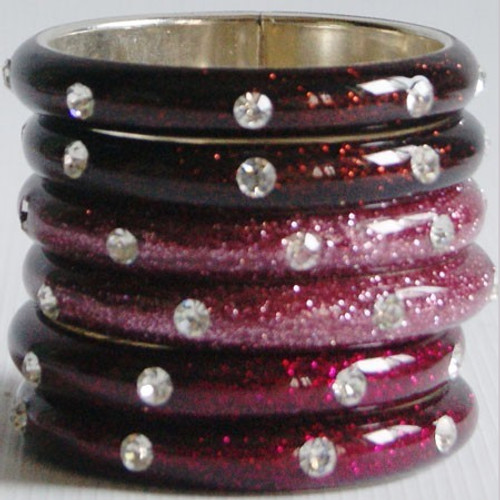 Maroon Color Brass Bangles 2 pcs Set (Size 2-4)