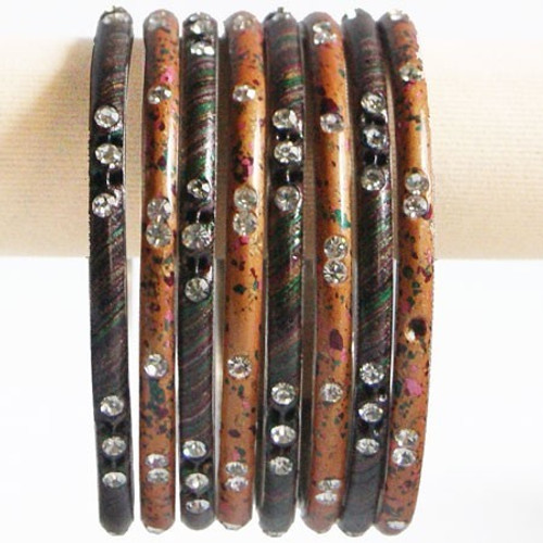 Multi Print Color Brass Bangles 4 pcs Set (Size 2-6)