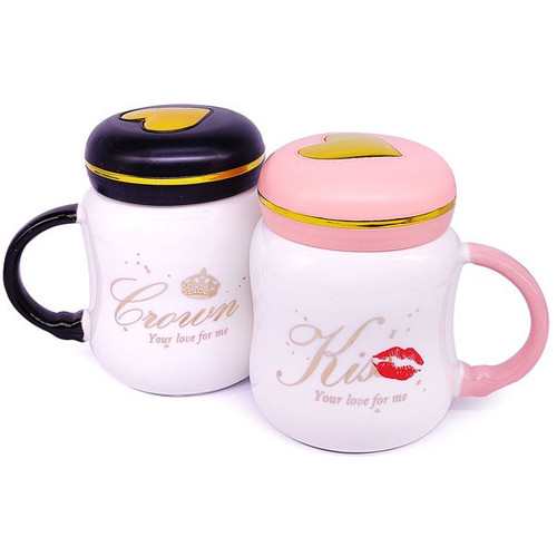 Ceramic Travel Tumbler Couple Coffee Mug with Lid