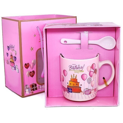 'Happy Birthday' Wishes Coffee Mug and Spoon Set
