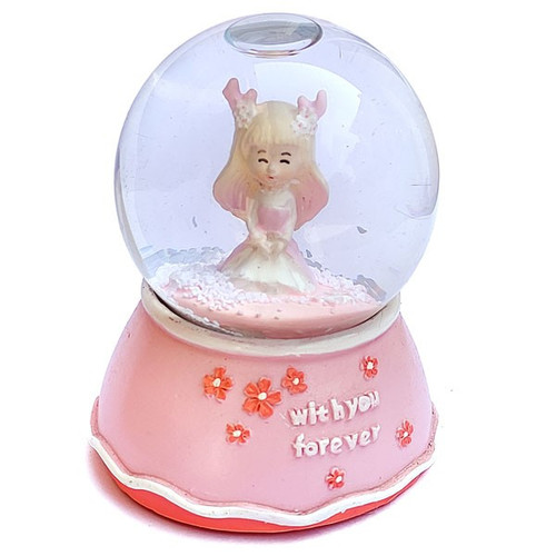 Beautiful Angel Statue Pink Snow Globe 3.5"
