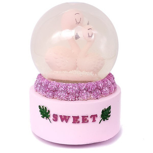Cute Swan Design Statue Snow Globe Musical Box 7"