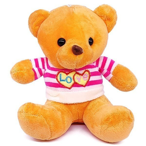 Cute Baby Teddy Bear Wearing Tshirt 8" - Fire Yellow