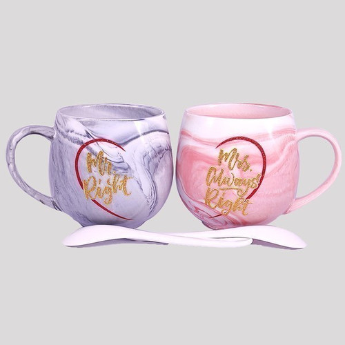 'Mr Right' and 'Mrs Always Right' Printed Fancy Couple Mug
