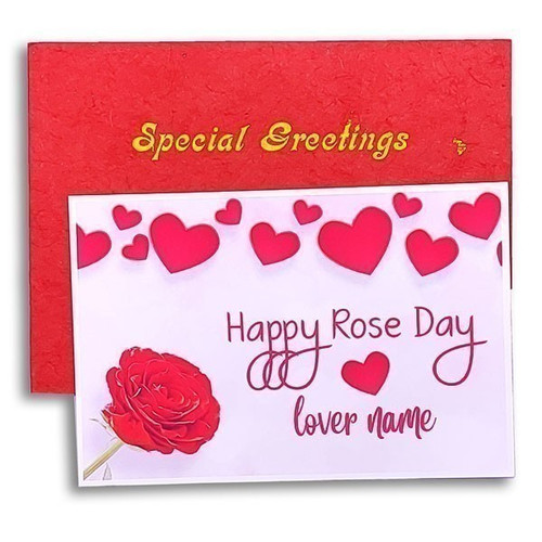 'Happy Rose Day' Special Personalised Greeting Card with your Recipient's Name
