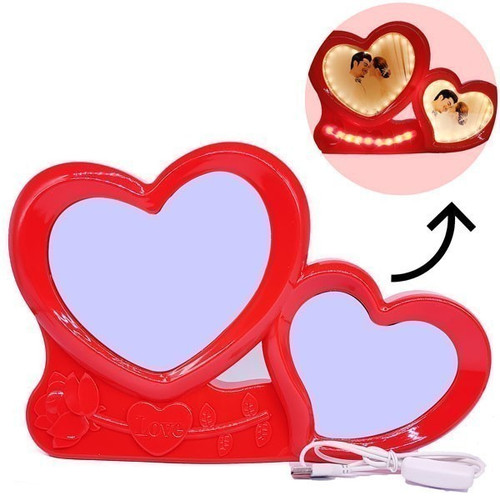 Red Double Heart Magic Mirror Photo Frame