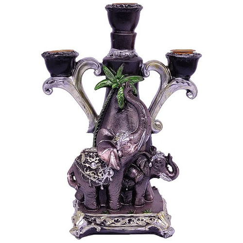 Two Elephant Polyresin Candle Stand For Home DÃ©cor